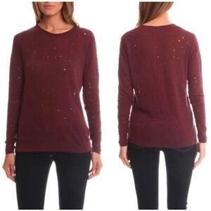 IRO Marvina Linen Distressed Long Sleeve Top Burgundy‎ XS Punk Grunge Fall